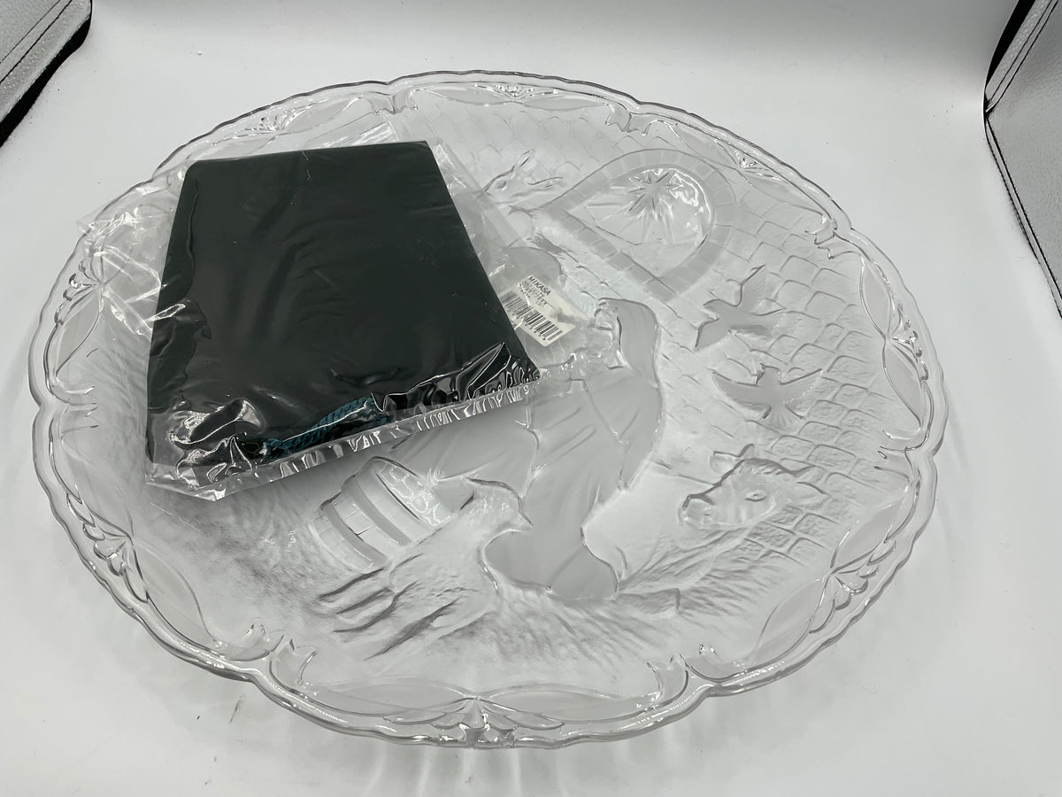 Vintage Mikasa crystal frosted glass Christmas nativity scene platter