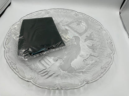 Vintage Mikasa crystal frosted glass Christmas nativity scene platter