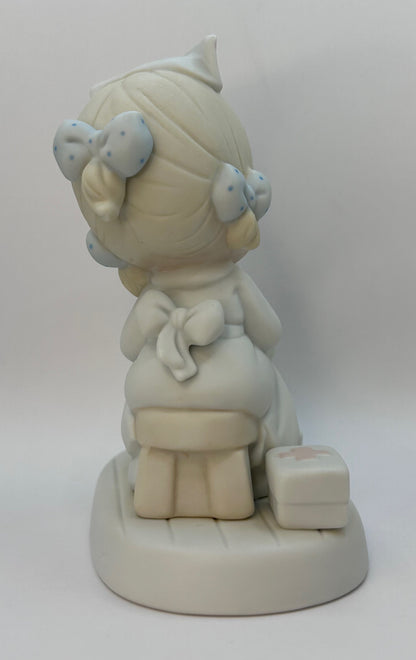 Precious Moments Time Heals Vintage 1990 Hand Painted Porcelain Figurine Original Box Mint